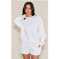 Petite Cream Crew Neck Sweatshirt | PrettyLittleThing US