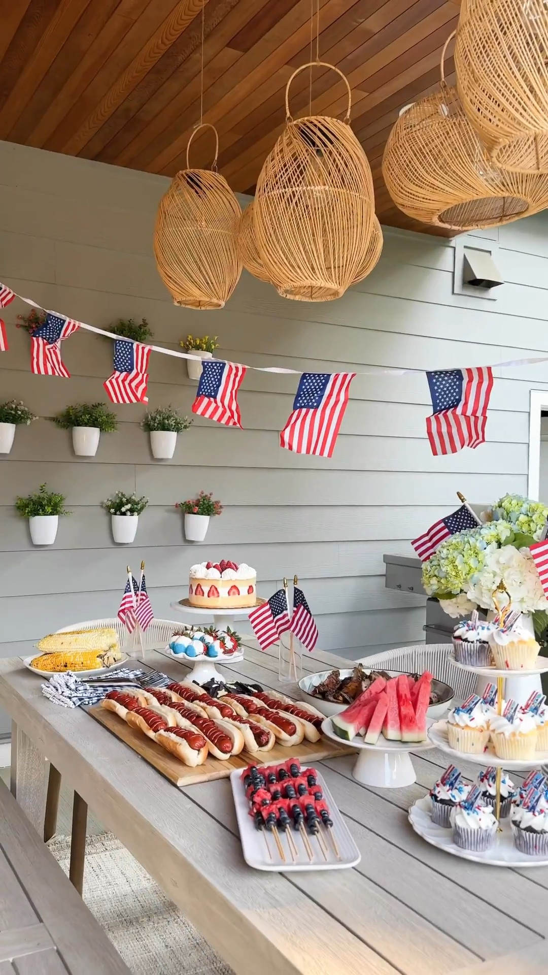 JULY 4th FRUIT SKEWERS! 🫐🇺🇸🍉

Skewers, twinkles sprinkles, colored sugar,  4th of July Patriotic Red White and Blue Edible Sprinkles, candy melts, Ceramic cake stand, star cookie cutter, serving tray, Heinz tomato ketchup, blue corn tortilla chips, cutting board, American flags on stick and banner, outdoor dining table and chairs, outdoor rug, lantern 

#LTKHome #LTKSeasonal #LTKParties