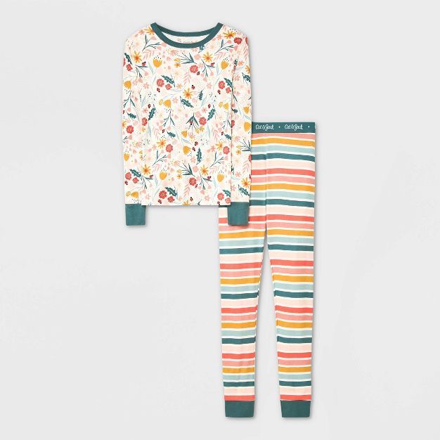 Girls' 2pc Striped 100% Cotton Pajama Set - Cat & Jack™ | Target