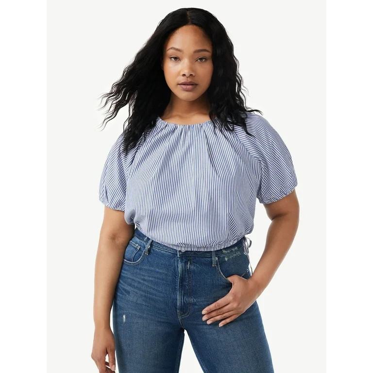 Free Assembly Women's Bubble Top with Short Sleeves | Walmart (US)