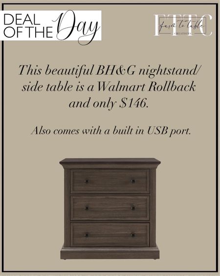 Deal of the Day. Follow @farmtotablecreations on Instagram for more inspiration.

This beautiful Better Homes & Gardens nightstand/side table is currently on sale at Walmart. Absolutely love the Tobacco Oak finish. 

Walmart Rollback. Walmart Home Finds. Walmart Clearance. Walmart Flash Deal. Bedroom Furniture. Living Room Side Table with Drawers  

#LTKStyleTip #LTKHome #LTKSaleAlert
