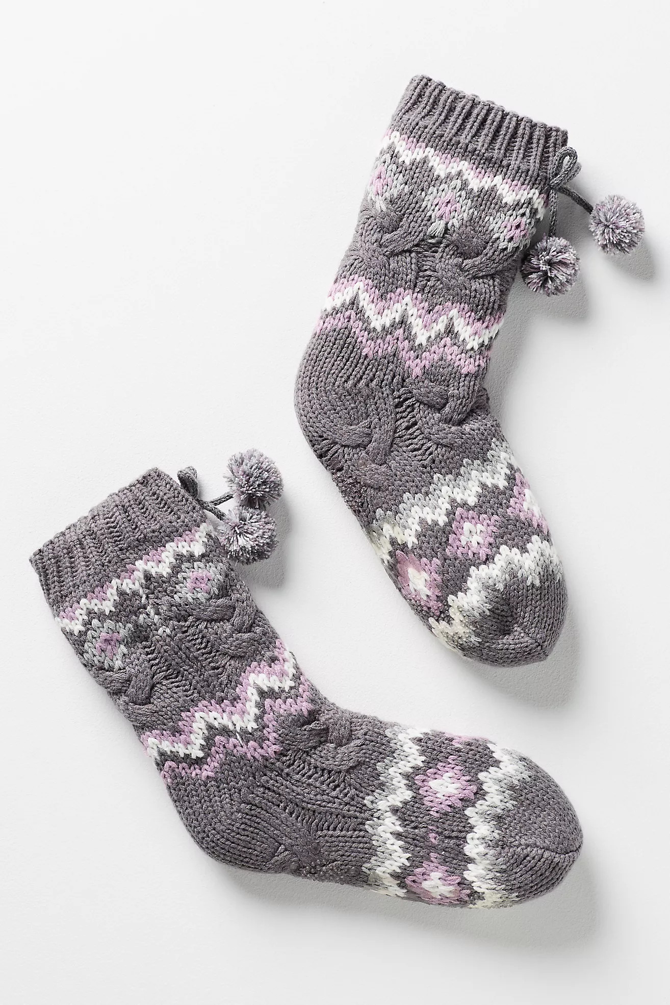 MUK LUKS Chunky Pom Pom Tall Cabin Socks | Anthropologie (US)