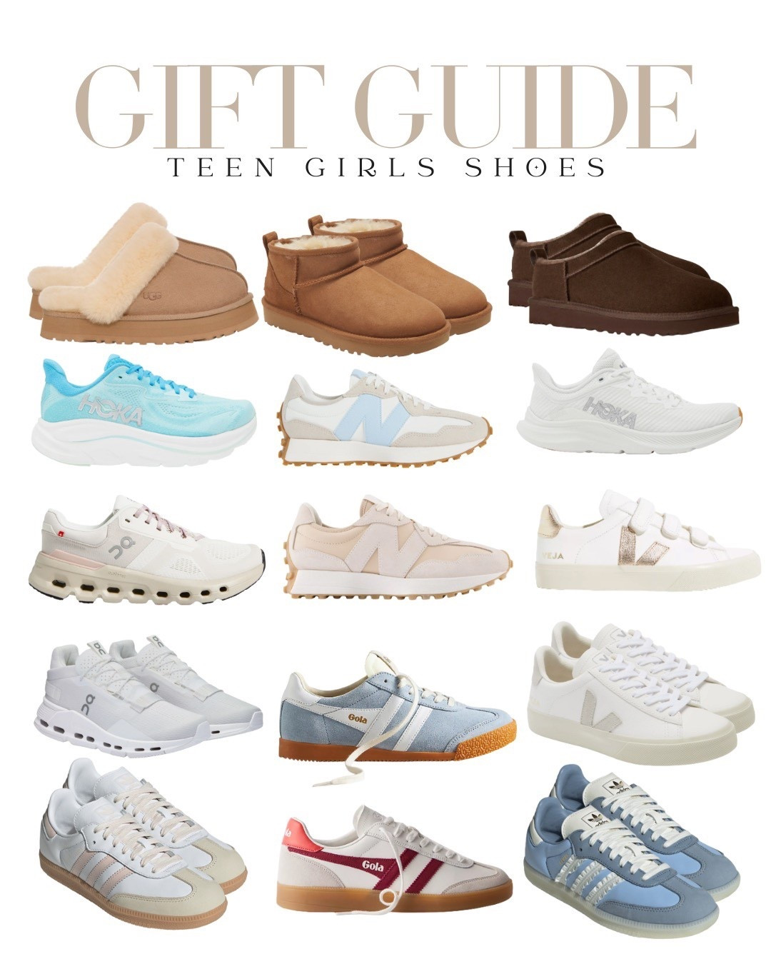 A full gift guide of the most requested shoes for teen girls, comfy, cute, and guaranteed hits. UGG minis, New Balance neutrals, Golas & more!

#LTKGiftGuide #LTKSeasonal #LTKHoliday