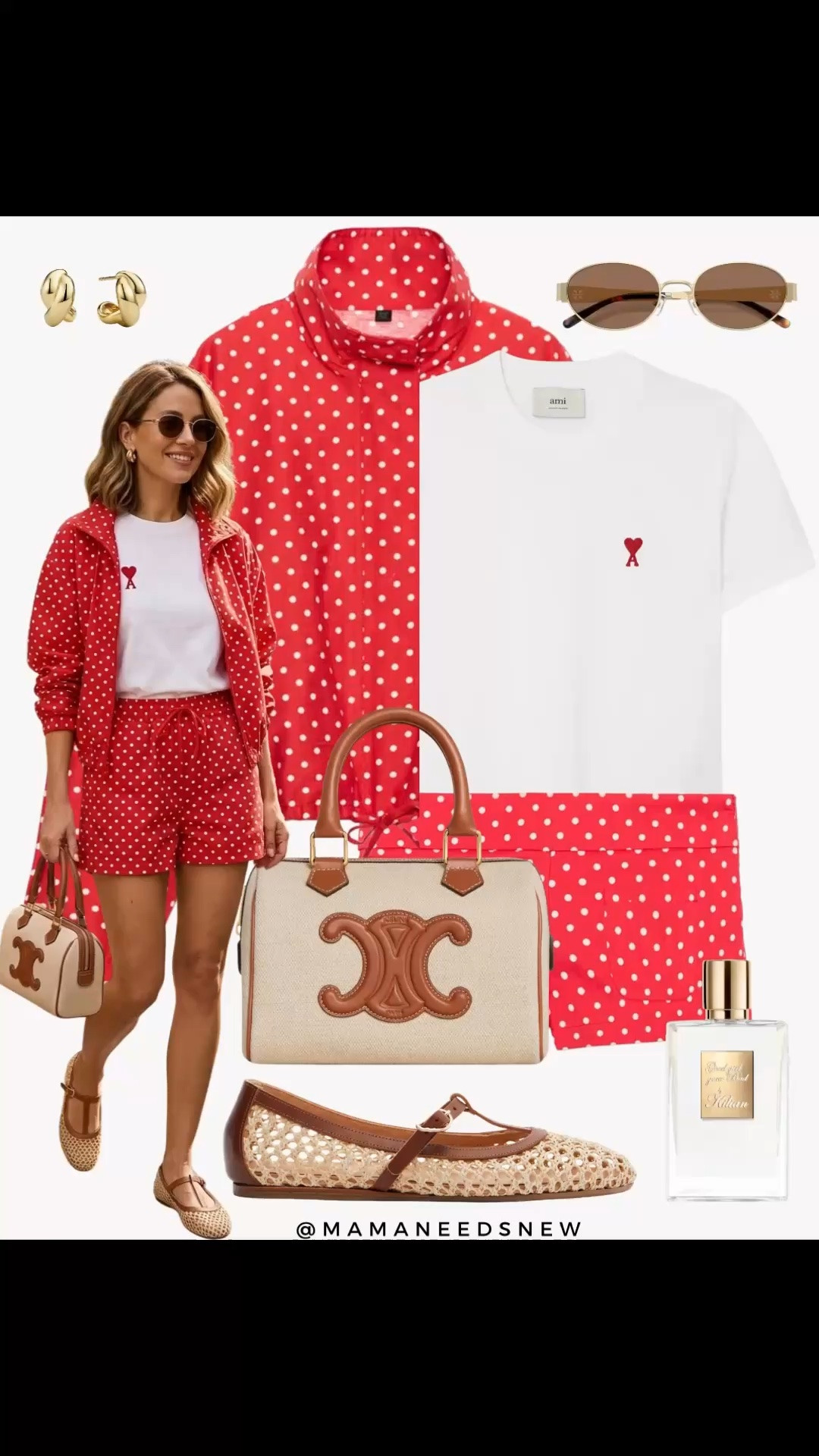 A spring to summer outfit with matching polka dot jacket and shorts set, top handle bag, Maryjane flats ❤️🤎

#LTKootd #LTKSeasonal #LTKSaleAlert