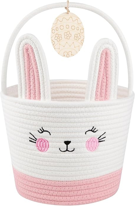Personalized Easter Basket for Toddler, Woven Baby Easter Gifts basket with Handle, Empty Bunny E... | Amazon (US)