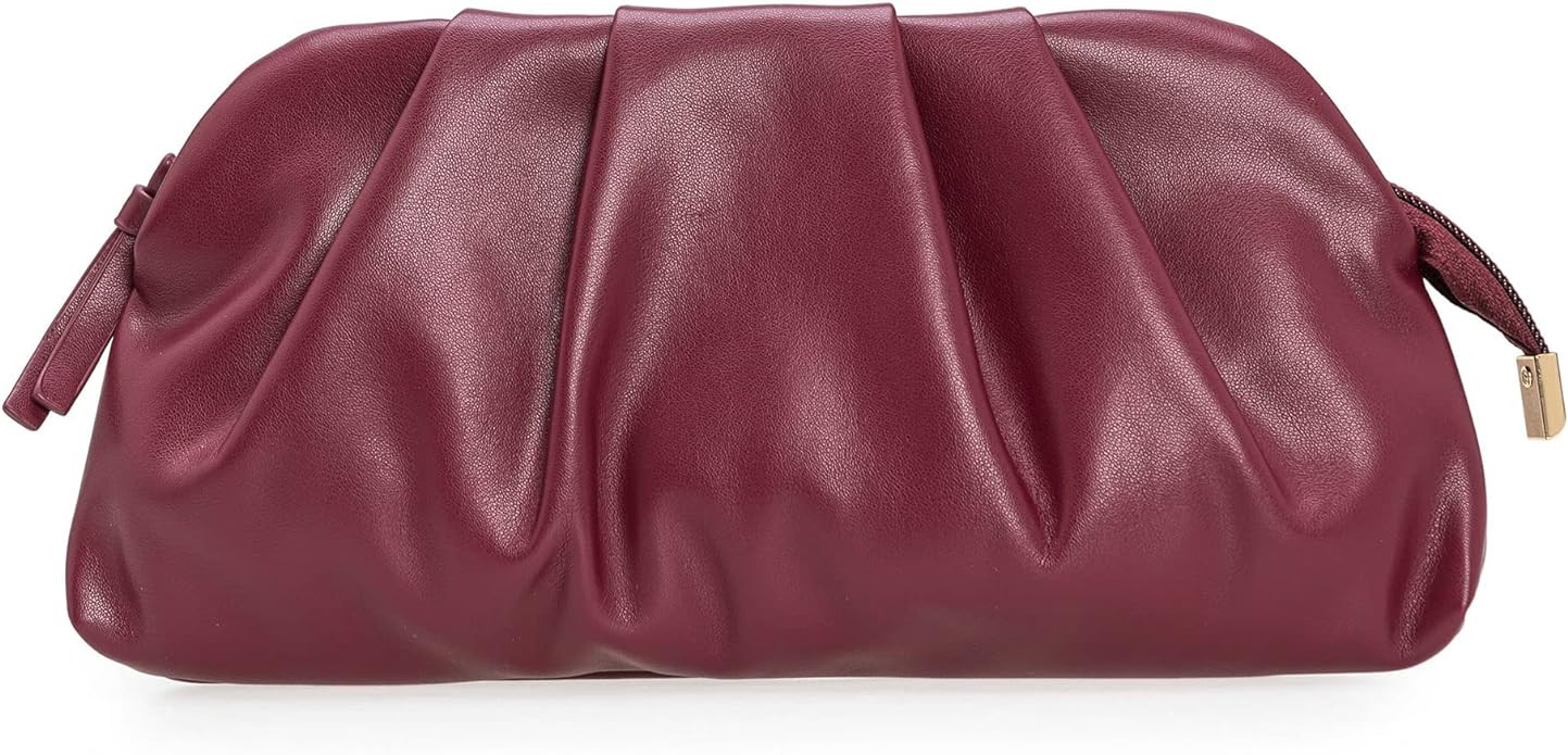 CHARMING TAILOR Chic Soft Vegan Leather Clutch Bag Dressy Pleated PU Evening Purse for Women | Amazon (US)