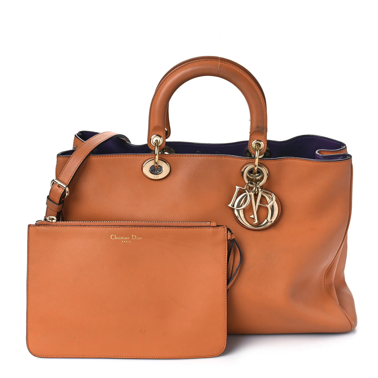 Smooth Calfskin Large Diorissimo Tote Brown Purple | FASHIONPHILE (US)