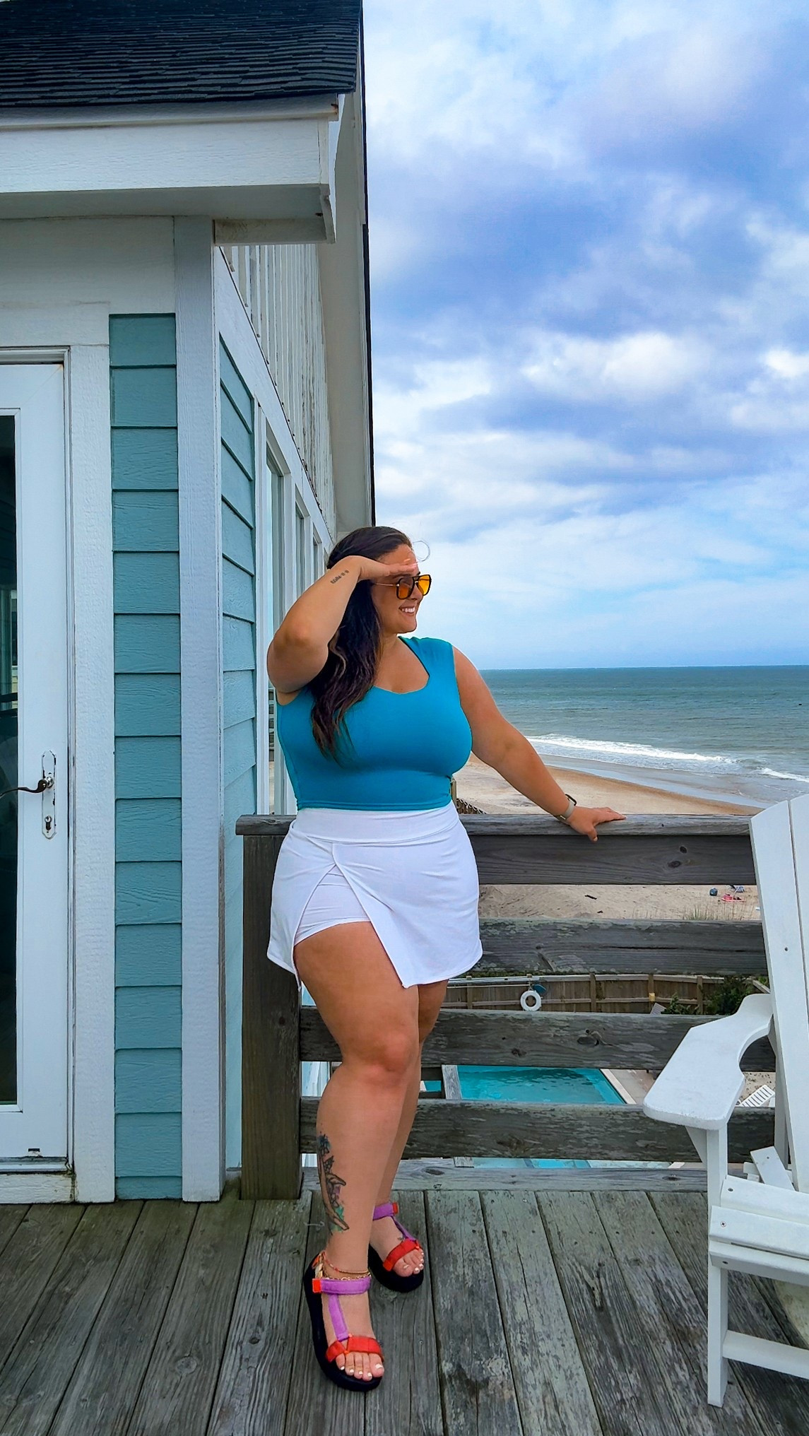 OBX / summer / beach outfit ideas 

Top: size XL 
Skort: XL (original is from Target and not longer available) 

#ltkcurves #size14 #size16 #summeroutfits #casualstyle #everydayoutfits 

#LTKMidsize #LTKStyleTip #LTKPlusSize