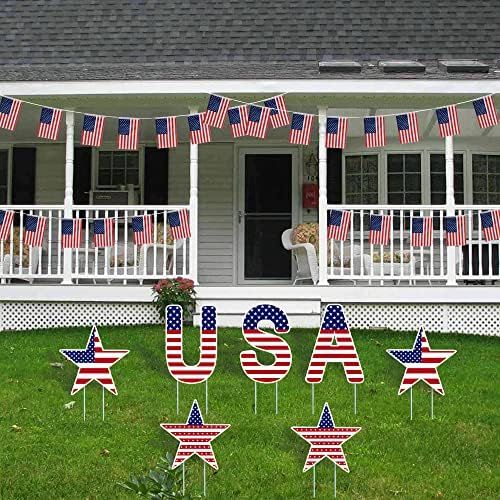 4th of July Yard Signs, Independence Day Party Decorations with Patriotic Stars & Stakes, 60PCS USA  | Amazon (US)
