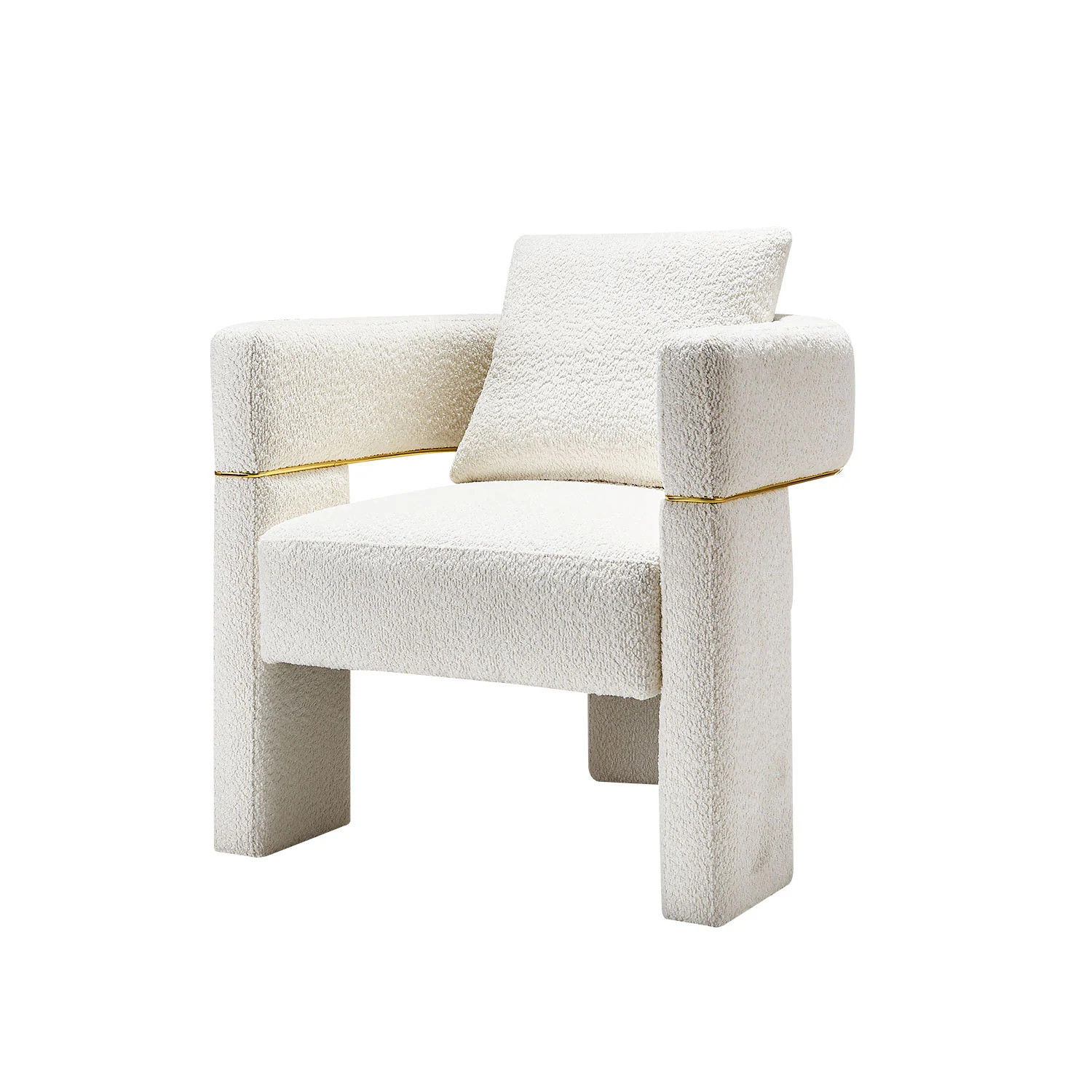 C-shape Single Accent Sofa Cloud-like Seat Armchairs Sofa Boucle Upholstered Lounge Barrel Chair with Lumbar Pillow, Beige | Bed Bath & Beyond