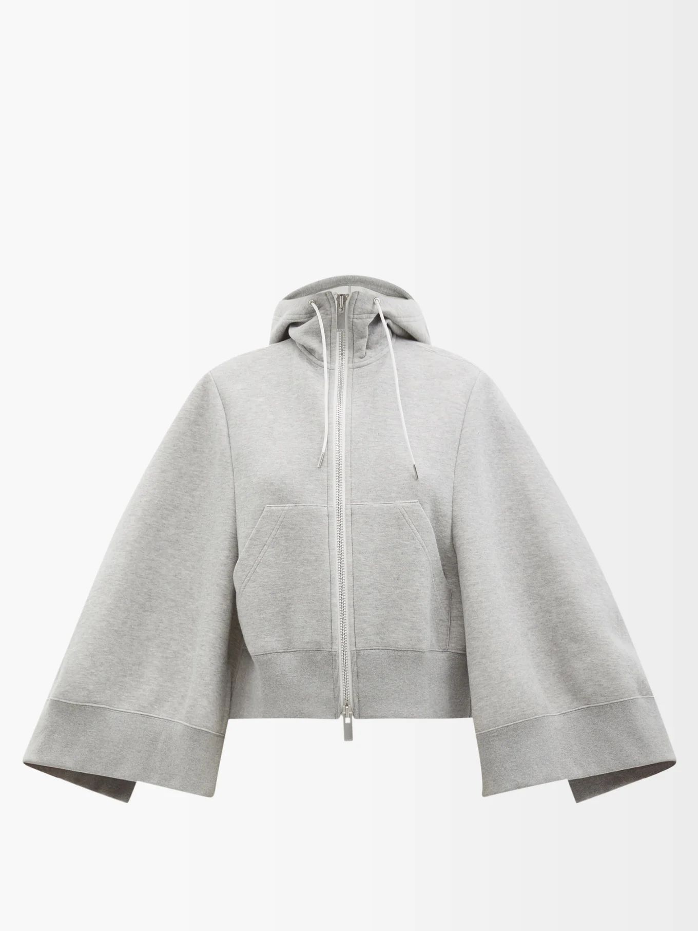 Cape-sleeve zipped cotton-blend hooded sweatshirt | Sacai | Matches (UK)