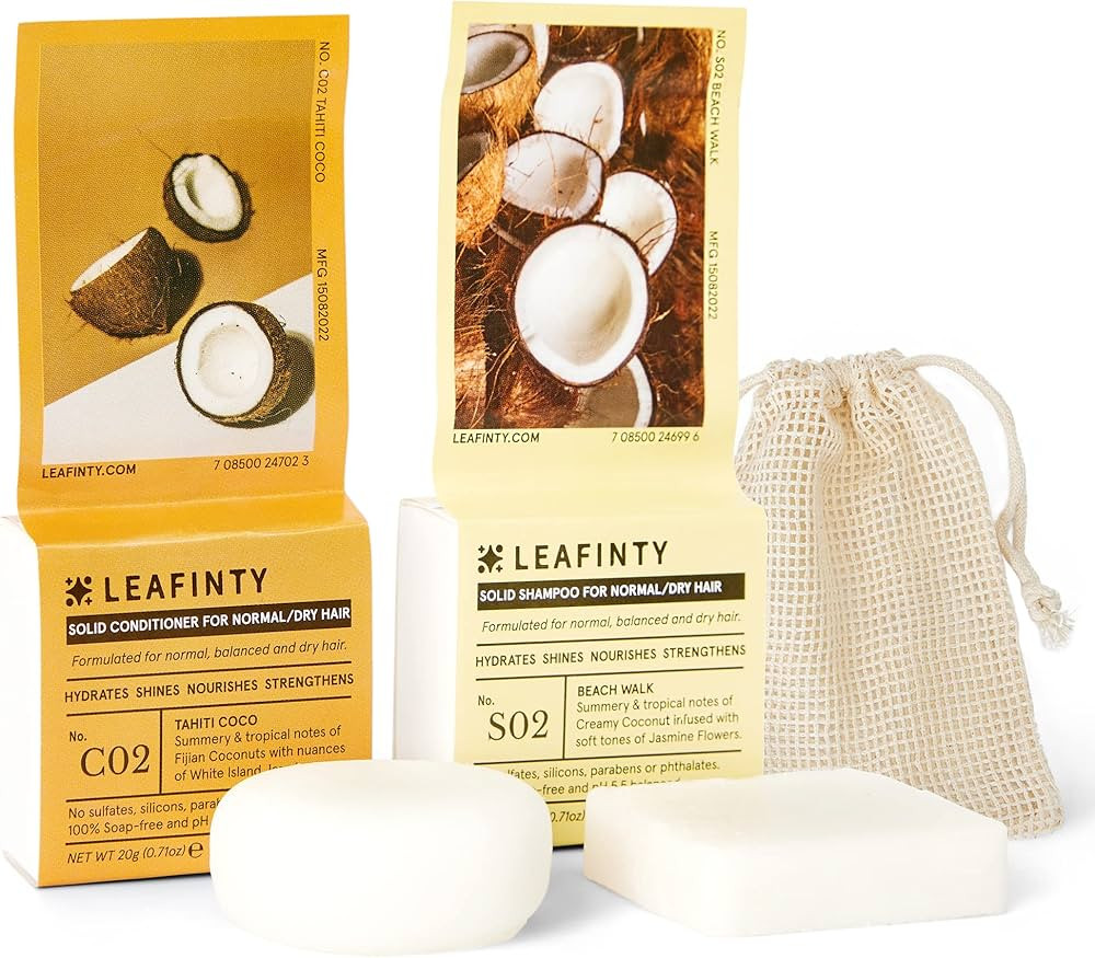 S02+C02 Solid Shampoo & Conditioner Set for Normal, Balanced and Dry Hair, All Natural Zero Waste... | Amazon (US)
