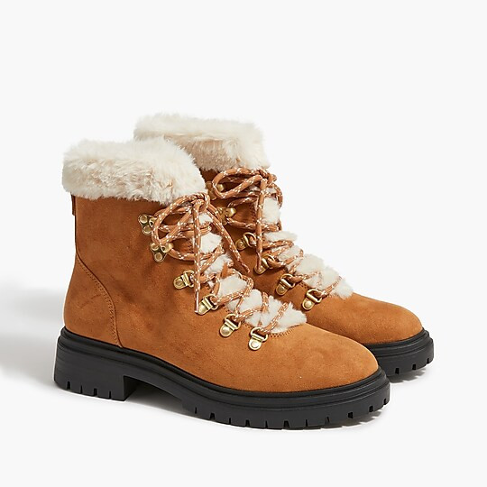 Faux-fur winter hiking boots | J.Crew Factory