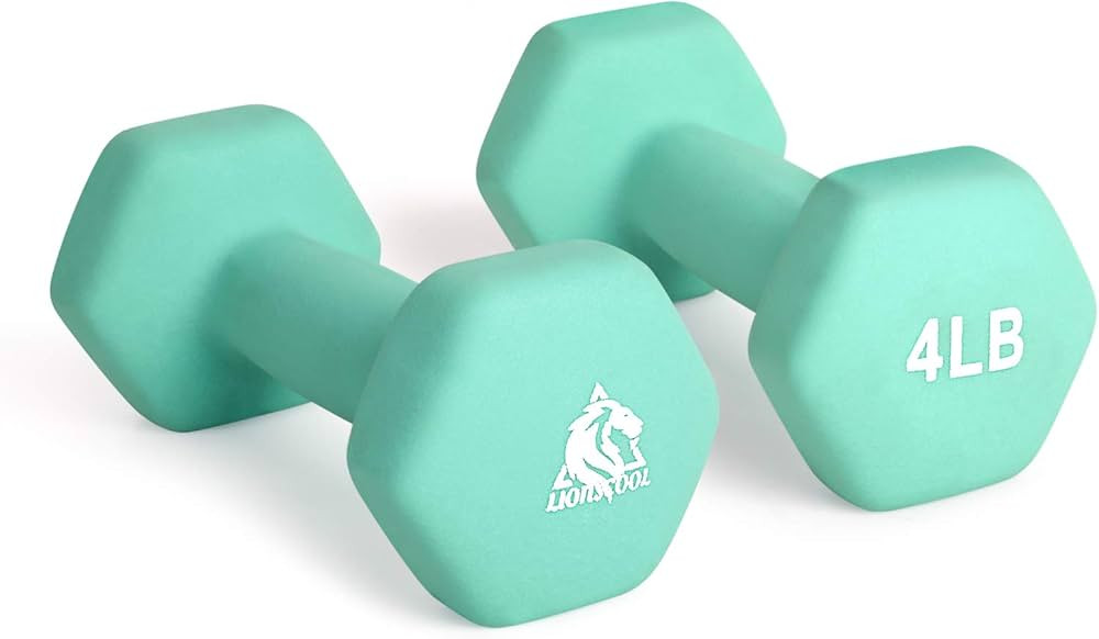 LIONSCOOL Set of 2 Neoprene Coated Dumbbell Hand Weights, Anti-Slip and Anti-Roll Hex Dumbbells i... | Amazon (US)