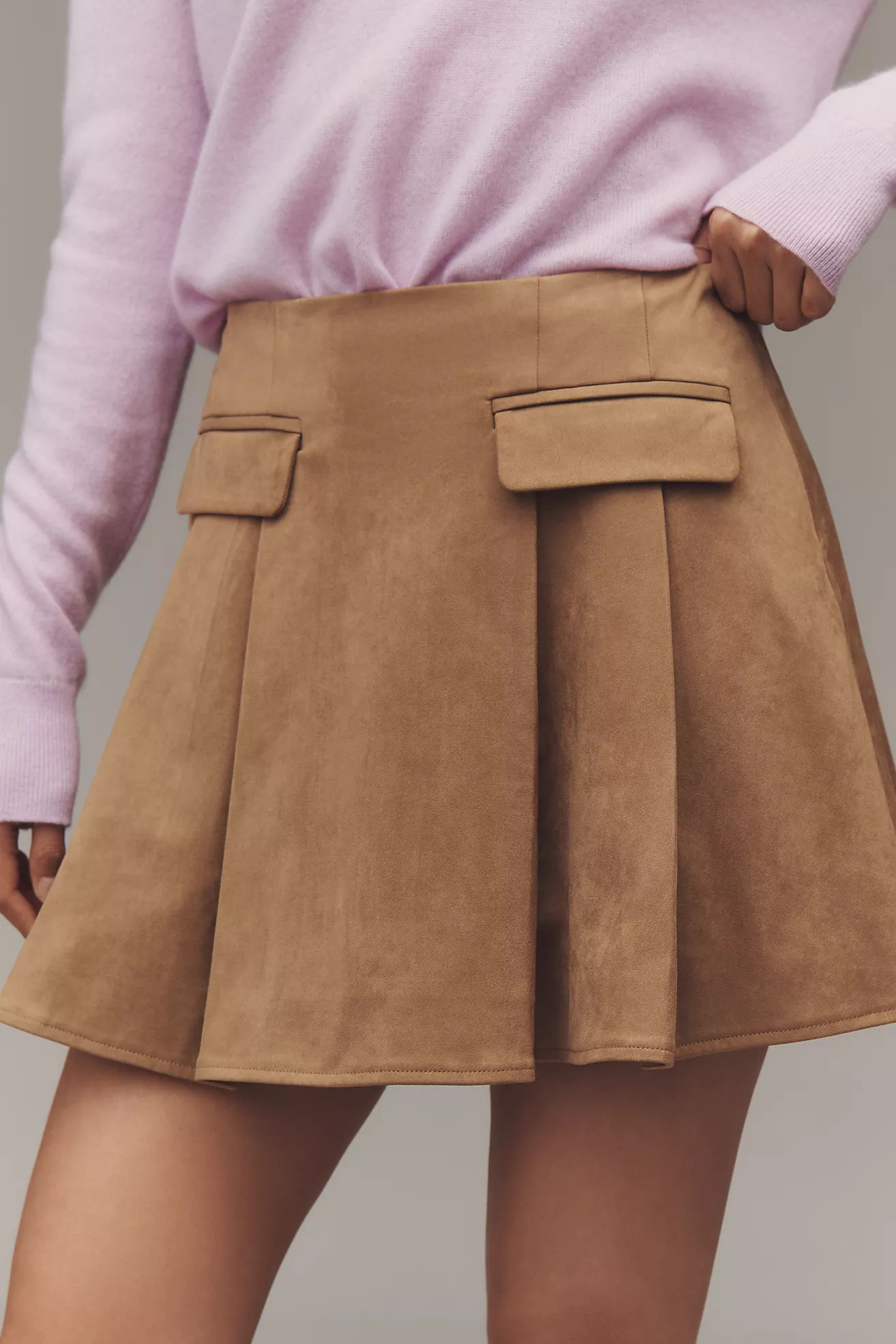 Madison & Laurel Faux-Suede Pleated Mini Skirt | Anthropologie (US)