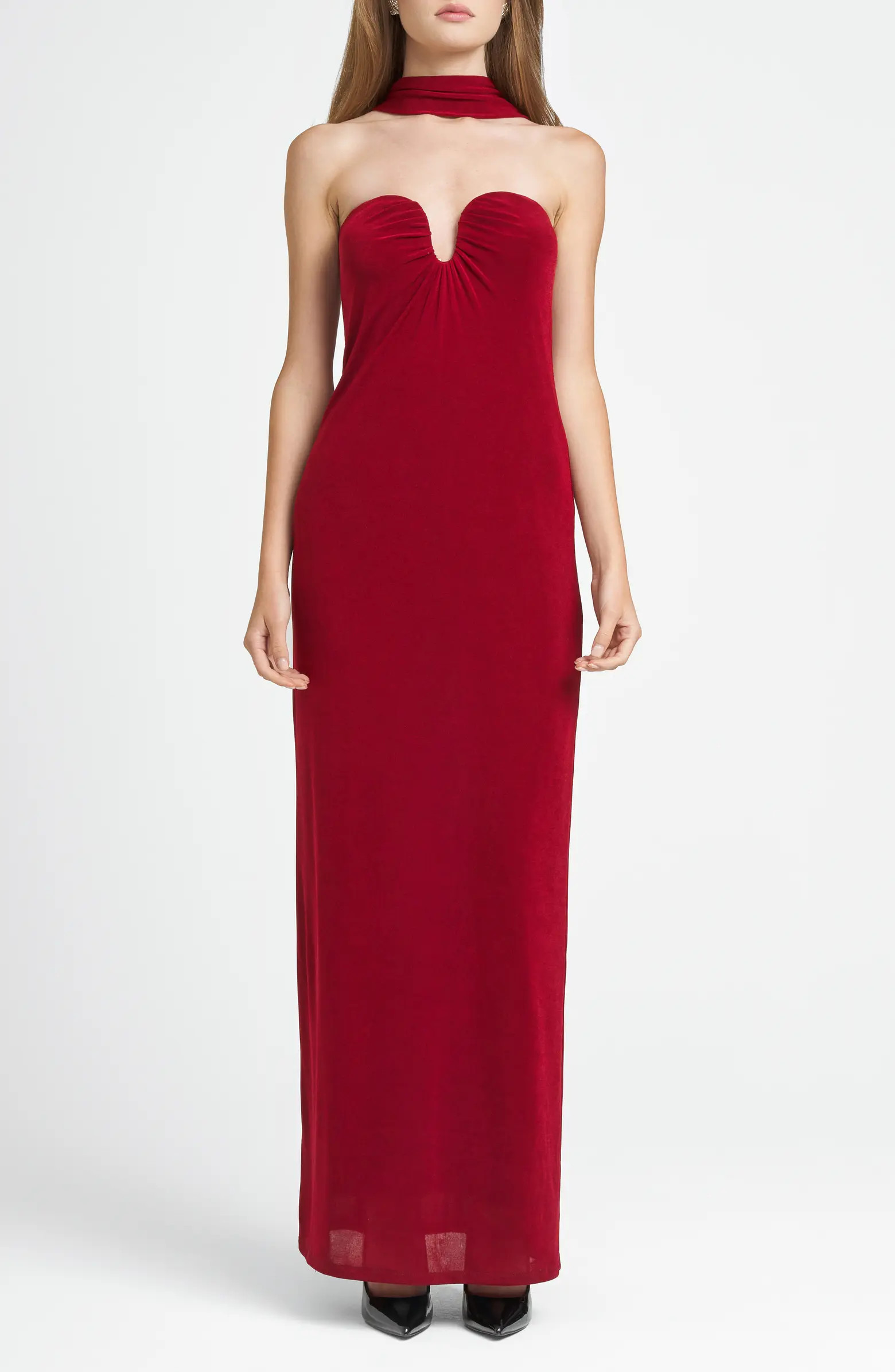 x CHÉRIE MADELEINE Madeline Strapless Maxi Dress & Scarf Set | Nordstrom