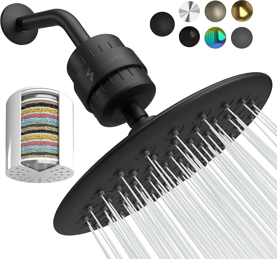 SparkPod High Pressure Shower Filter Head -Water Filter Suitable for People with Dry Hair, Skin &... | Amazon (US)