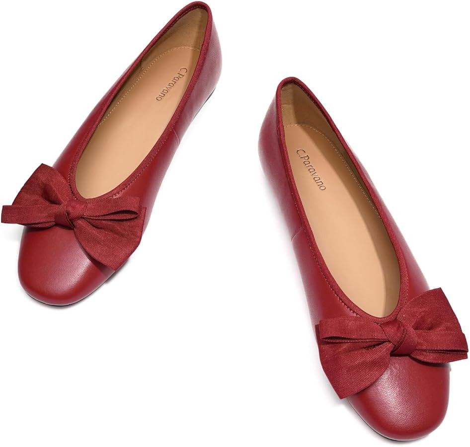 C.Paravano Genuine Leather Flats for Women | Ballet Flats | Round Toe Shoes | Dress Shoes for Wom... | Amazon (US)