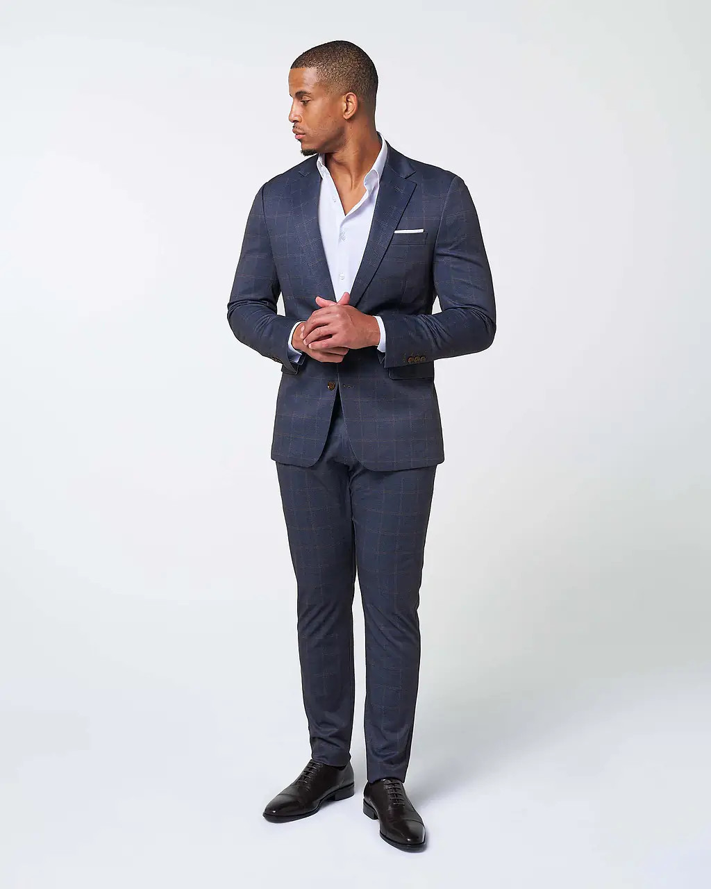 Athletic Fit Stretch Suit - Navy & Brown Windowpane | State and Liberty (US)
