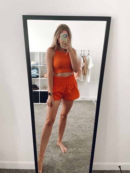orange athletic outfit!
top if from a different matching set: true to size
shorts: true to size + more colors

#LTKunder50 #LTKunder100 #LTKFitness