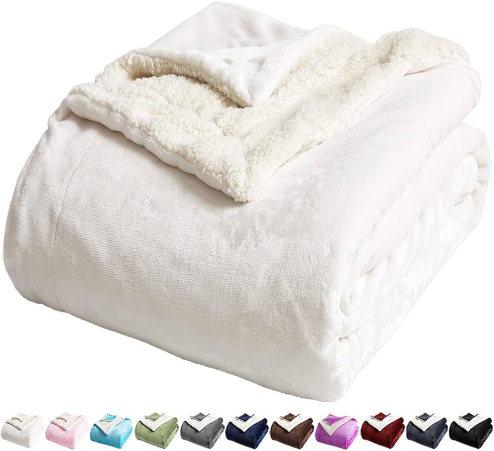 LBRO2M Manta de cama de vellón sherpa, tamaño Queen, súper suave, afelpada, cálida, acogedora... | Amazon (US)