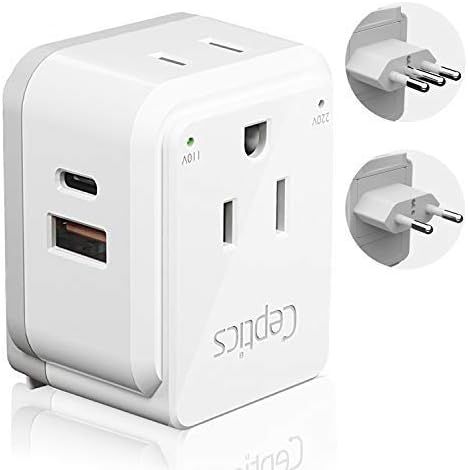 Italy, Chile, Rome Power Plug Adapter Travel Set, Ceptics, Safe Dual USB & Usb-C 3.1A - 2 Usa Soc... | Amazon (US)