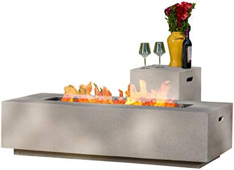 Christopher Knight Home Aidan Outdoor Rectangular Fire Table with Tank Holder, Light Gray | Amazon (US)