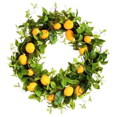 Cypress Home Bountiful Lemon Wreath, 24" | Target