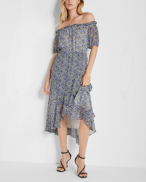 Floral Off The Shoulder Hi-lo Dress | Express