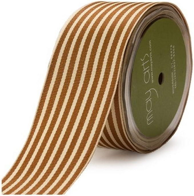 May Arts 1-1/2-Inch Wide Ribbon, Brown Grosgrain Stripe | Amazon (US)