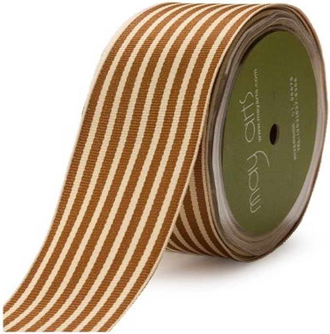 May Arts 1-1/2-Inch Wide Ribbon, Brown Grosgrain Stripe | Amazon (US)