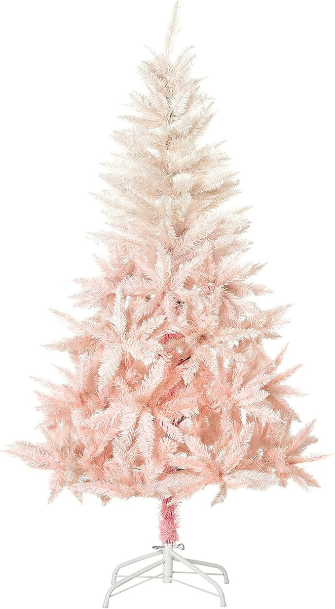 HOMCOM 5ft Unlit Spruce Artificial Christmas Tree with Realistic Branches and 450 Tips, Pink | Amazon (US)