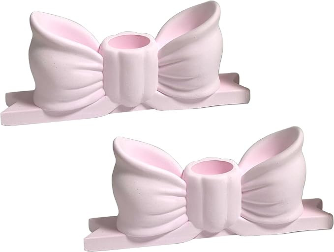 Candle Holder Set of 2, Bow Candlestick Holders Fit 0.59 Inch Candles, Gypsum Candelabra Decorati... | Amazon (US)
