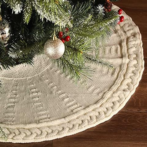 LimBridge Christmas Tree Skirt, 48 inches Cable Knit Knitted Thick Rustic Xmas Holiday Decoration... | Amazon (US)
