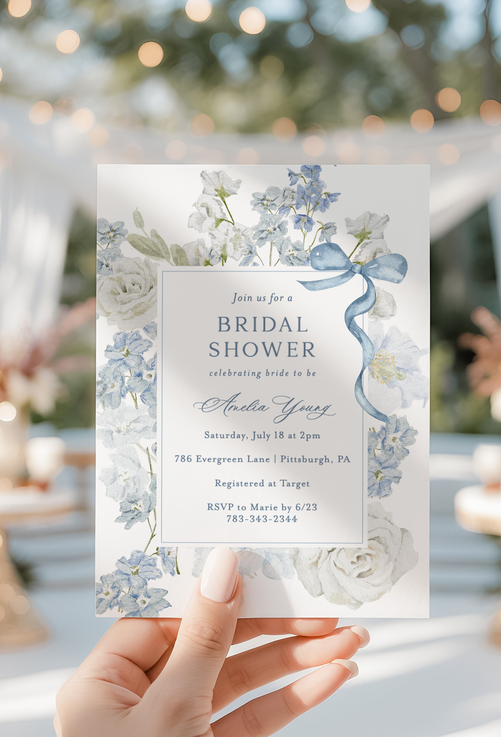 Obsessed with this romantic blue floral bridal shower invite 💐💙
Perfect for a garden brunch or elegant wedding shower theme. 

 #LTKWedding