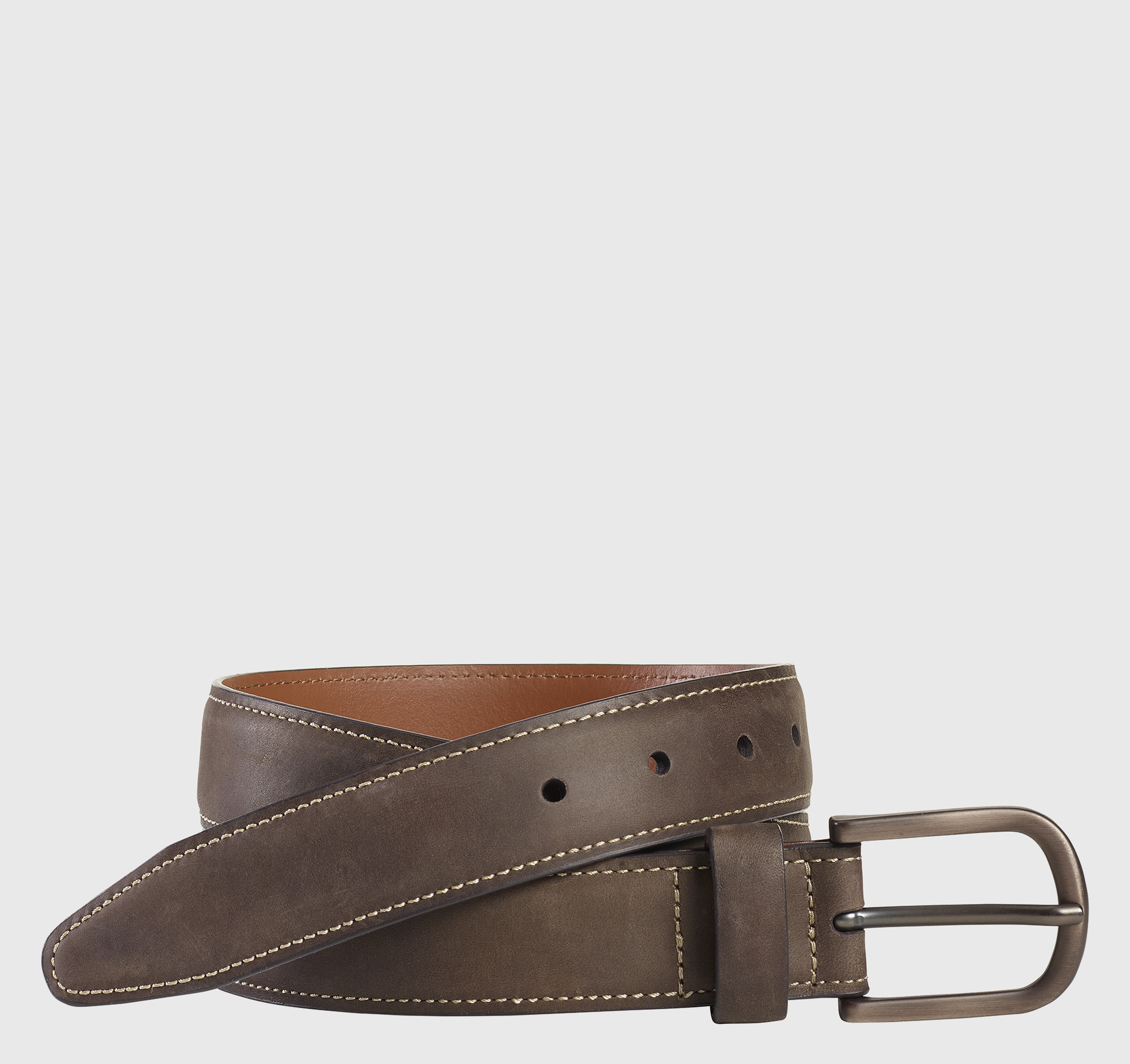 Oiled Contrast Stitched Belt | Johnston & Murphy