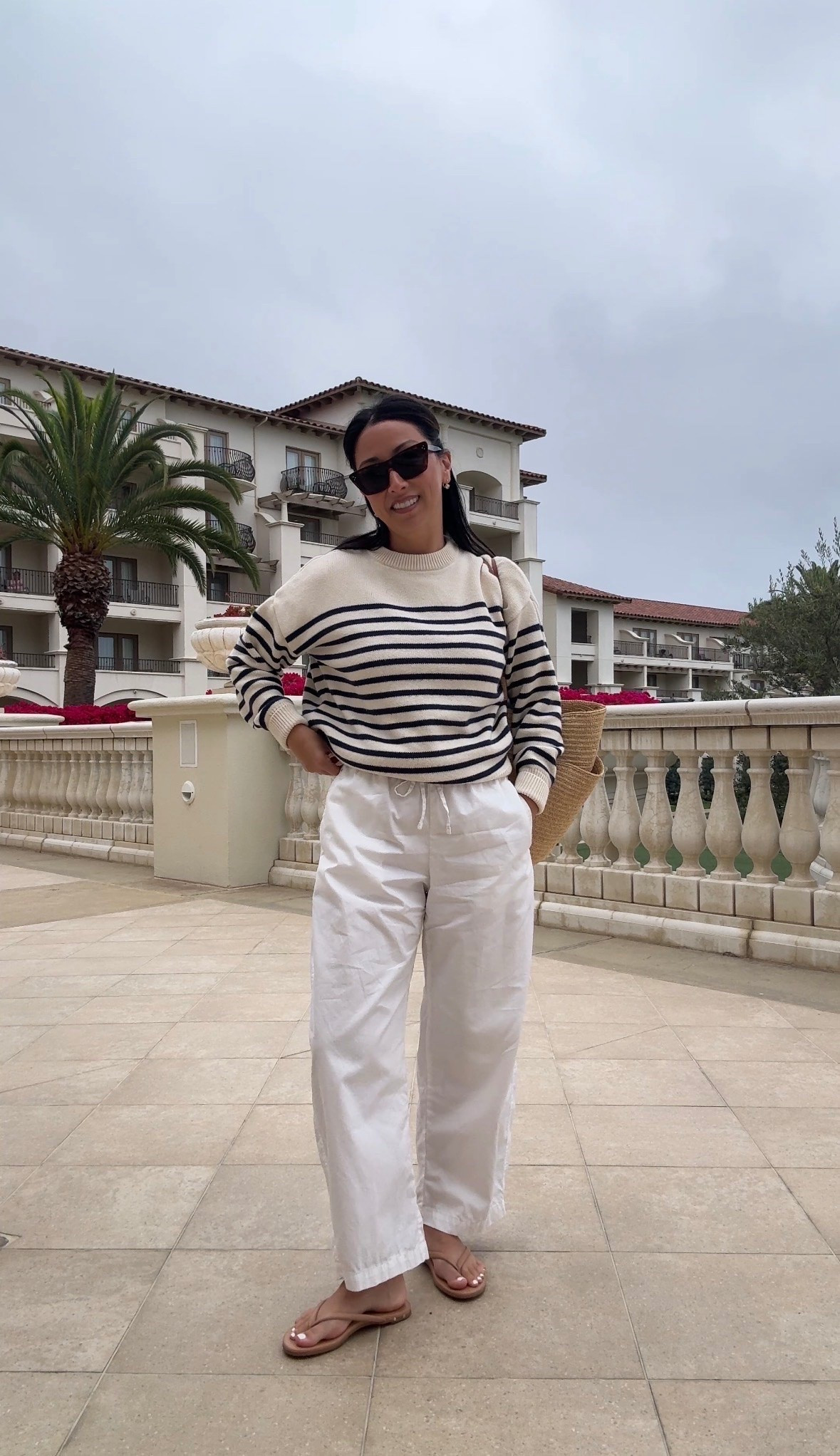 Real life vacation outfits - beach side so a bit chillier in the mornings. What we wore to breakfast. 

Minnow sweater small
Gap poplin pants petite xs
Beek sandals 5
Sezane tote - old. 
Celine sunglasses 
Electric picks earrings
Dorsey James necklace 15”
Celine sunglasses

petite style, summer outfits, summer style

#LTKmomlife #LTKootd #LTKPetite