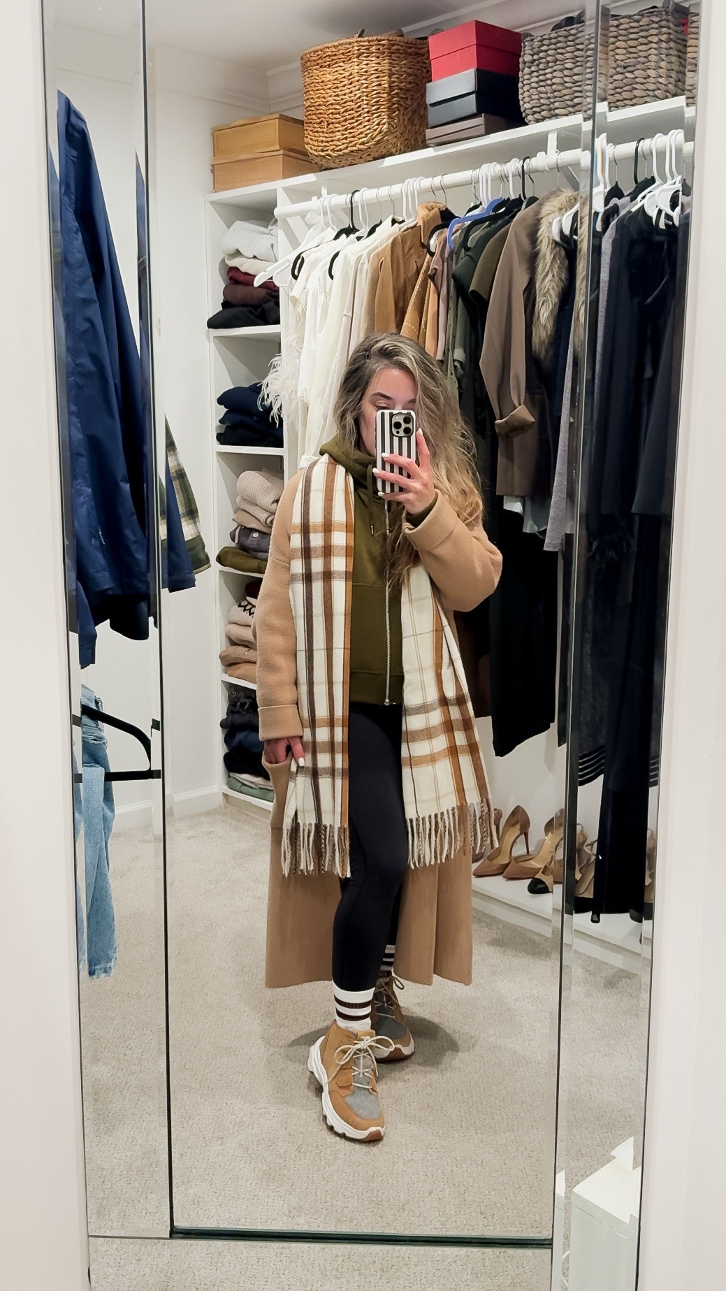 Camel coat + plaid scarf = my winter go-to 🤍

Layered up for the cold: camel coat over olive hoodie + leggings + striped scarf for warmth and polish. Chunky Sorel sneakers keep it grounded and comfy. Effortless, neutral, and ready for errands or coffee runs.


Coat: mango s
Scarf: mango
Sweatshirt: calia xs
Leggings: aerie xs short
Socks: bombas (my new fav!)
Boots: Sorel ( same style/different color linked)

#mango
#calia
#aerie
#sorel 

#LTKPetite #LTKootd #LTKActive
