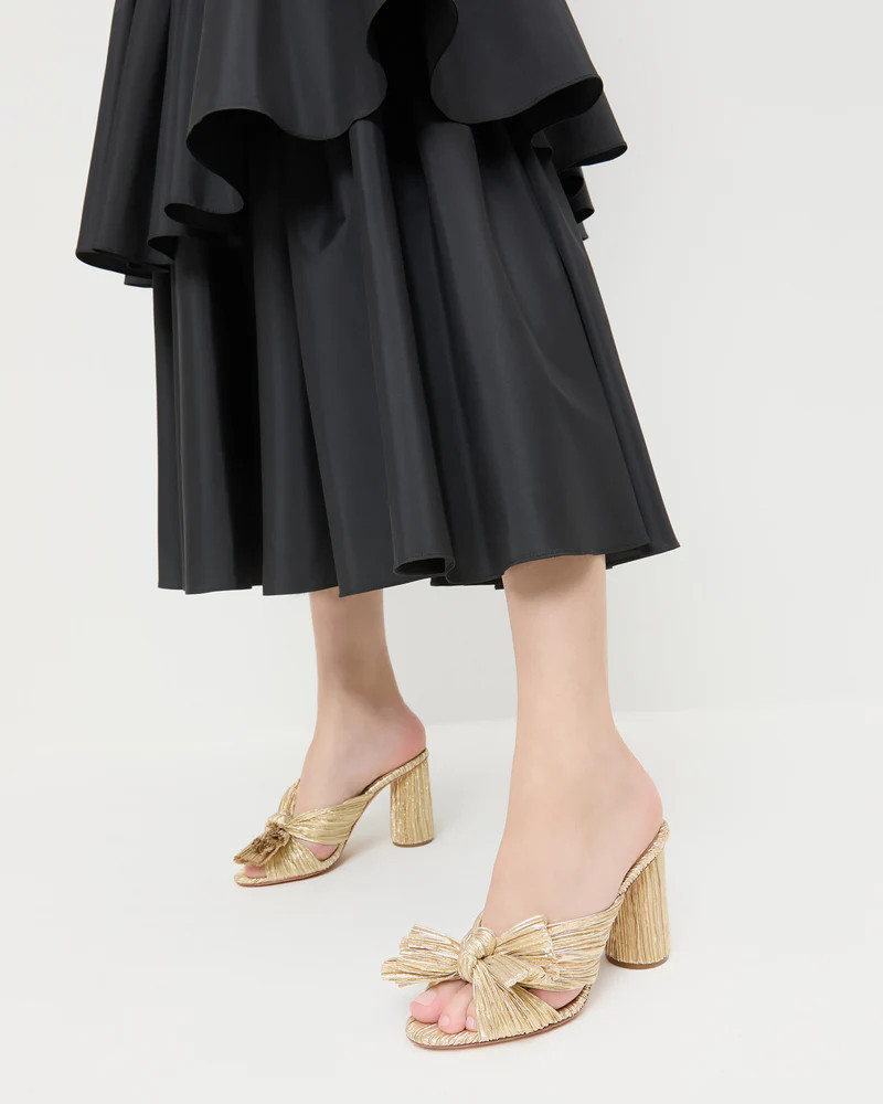 Penny Gold Pleated Bow Heel | Loeffler Randall
