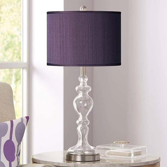 Possini Euro Design Modern Table Lamp 28" Tall Clear Glass Apothecary Candlestick Eggplant Purple... | Amazon (US)