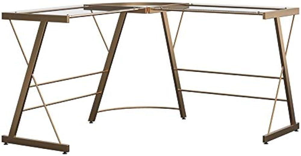 Ameriwood Home Odin Glass L-Shaped Computer, Gold Desk | Amazon (US)