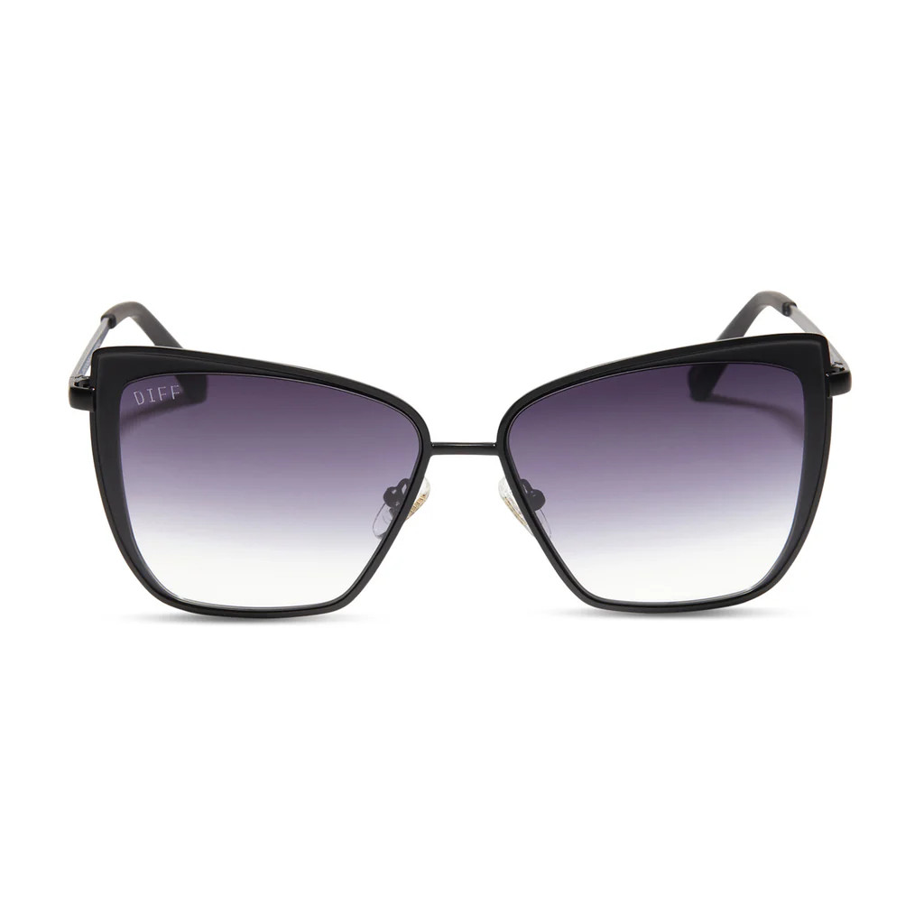 COLOR: matte black grey gradient sharp sunglasses | DIFF Eyewear