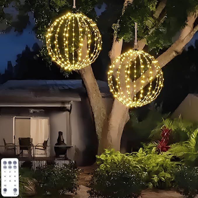 Outdoor Hanging Lighted Sphere, Christmas Decoration Light Balls, 2 in 1 Warm White and Multicolo... | Amazon (US)