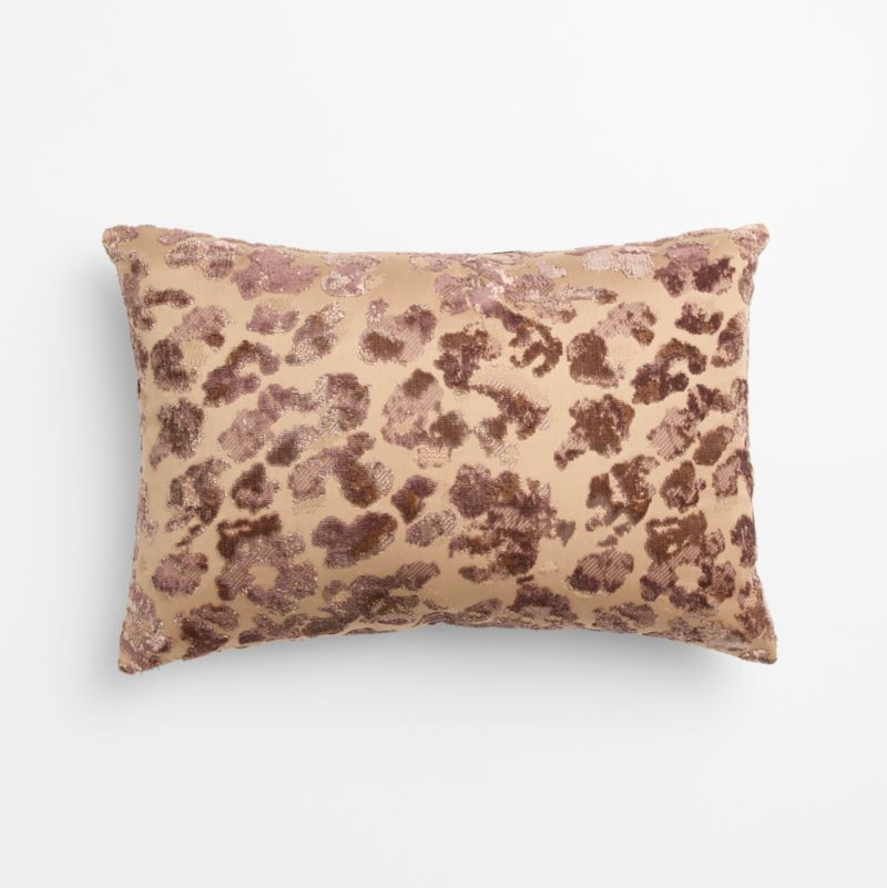 Maddie Viscose 22"x15" Sierra Tan Leopard Print Throw Pillow Cover by Laura Harrier and Tiffany Howell | Crate & Barrel