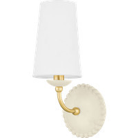Mitzi Rhea 5.5W x 13.25H Wall Sconce, Body Frame: Steel/Shade/Diffuser: in Aged Brass by DecoratorsBest | DecoratorsBest