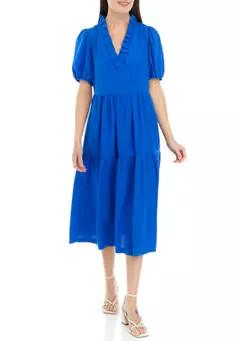 Crown & Ivy™ Women's Ruffle V-Neck Midi Dress | Belk