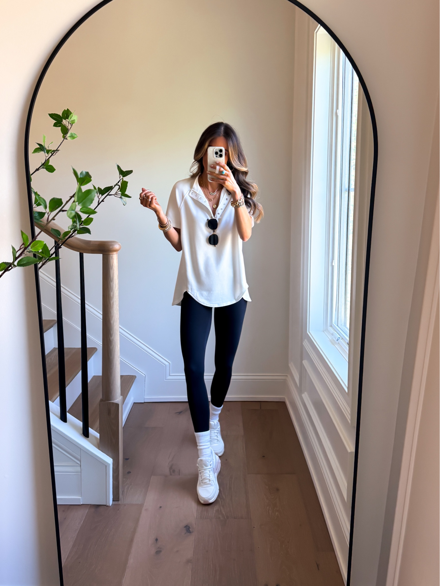 Anti-Camel Toe Leggings Outfit . Wearing a size small top, xsmall leggings and medium jean jacket. 

#LTKgrwm #LTKootd #LTKmomlife