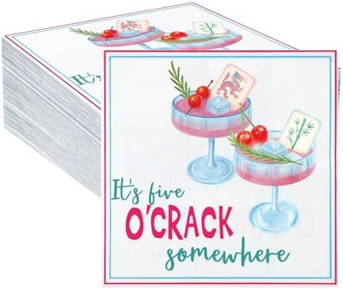 Tenceur 50 Pcs Mahjong Drinks Cocktail Napkins 5 x 5 Disposable Party Paper Guset Napkins Get You... | Amazon (US)