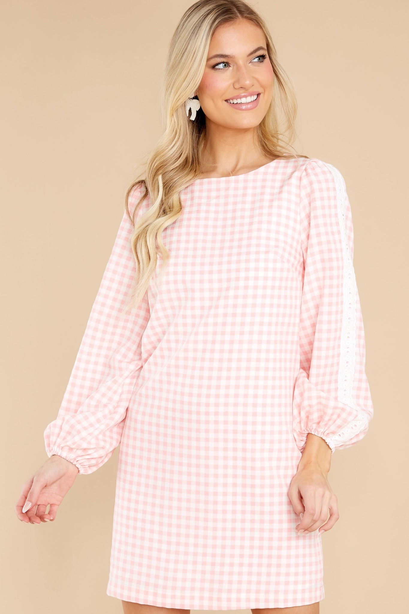 Carefreely Content Pink Gingham Mini Dress | Red Dress 