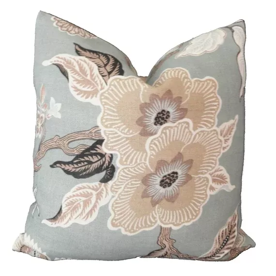 Batik Inspired Thibaut Mali Flax Taupe Throw Pillow